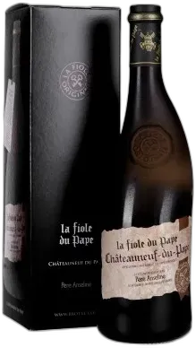 photos du vin la Fiole du Pape Sablée Père Anselme Etui