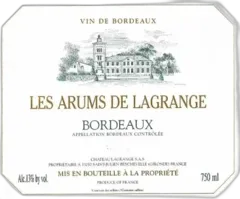 photo du vin les Arums de Lagrange 2021