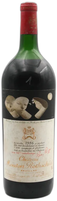 photo du vin Mouton Rothschild 1986 Niveau Très Légèrement Bas) Magnum