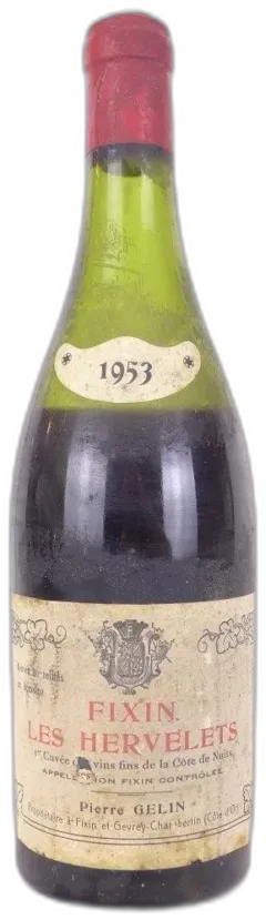 photos du vin 1953 Fixin Pierre Gelin Premier Cru les Hervelets Niveau Bas) Rouge Bourgogne