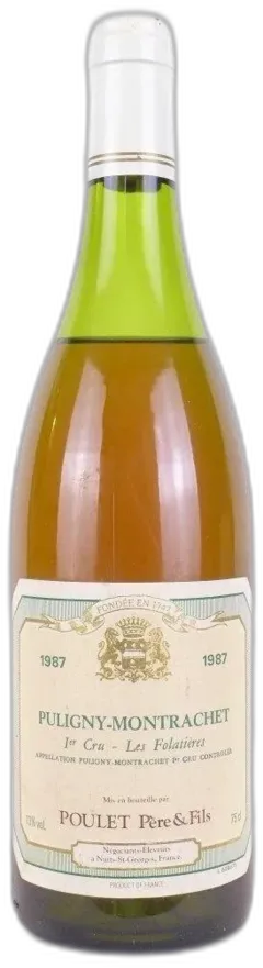 image du vin 1987 Puligny-Montrachet Poulet Premier Cru les Folatières Blanc Bourgogne