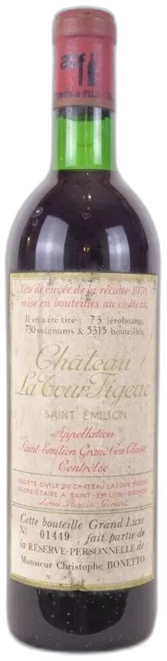 photo du vin 1970 Saint-Émilion Château la Tour Figeac Grand Cru Classé Tête de Cuvée Rouge Bordeaux