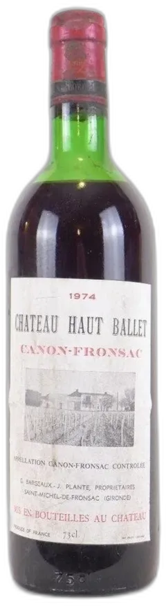 vue du vin 1974 Canon-Fronsac Château Haut Ballet Rouge Bordeaux
