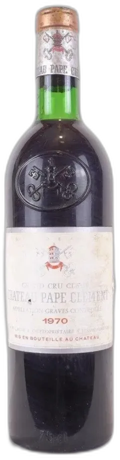 capture du vin 1970 Pessac-Léognan Château Pape Clément Grand Cru Classé Étiquette Extrêment Abîmée Année Lisible) Rouge Bordeaux