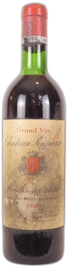 vue du vin 1966 Moulis Château Poujeaux Étiquette Sale) Rouge Bordeaux