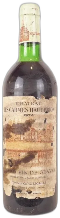 photos du vin 1974 Graves Château les Carmes Haut-Brion Étiquette Tâchée) Rouge Bordeaux