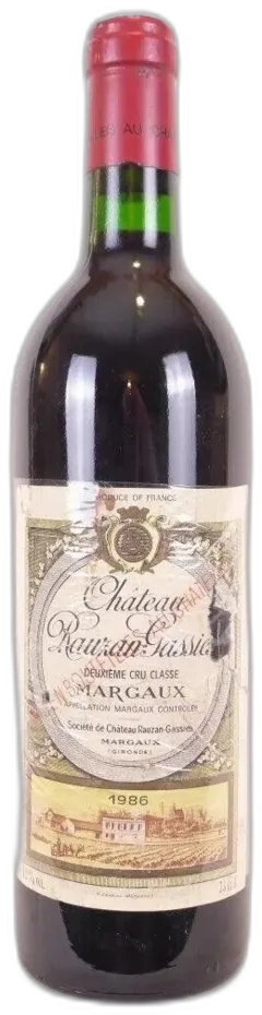 photo du vin 1986 Margaux Château Rauzan-Gassies Grand Cru Classé Rouge Bordeaux