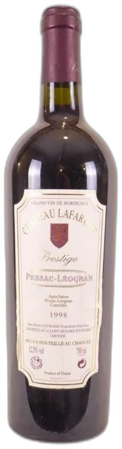 illustration du vin 1998 Pessac-Léognan Château Lafargue Prestige Rouge Bordeaux