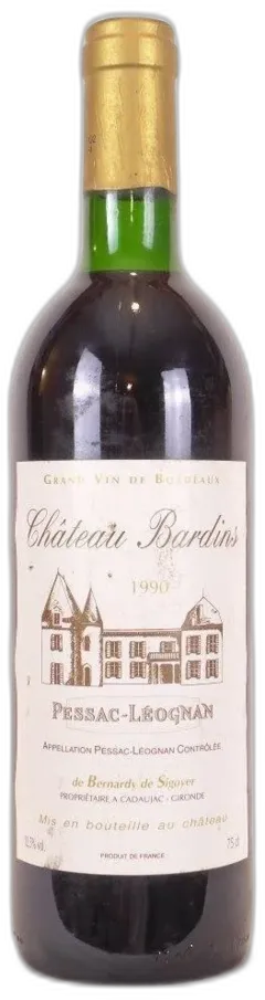 image du vin 1990 Pessac-Léognan Château Bardins Rouge Bordeaux