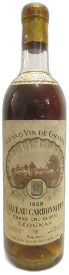 vue du vin 1958 Pessac-Léognan Château Carbonnieux Grand Cru Classé Blanc Bordeaux