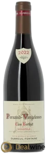 illustration du vin Pernand-Vergelesses Clos Berthet Monopole Domaine Dubreuil Fontaine 2022