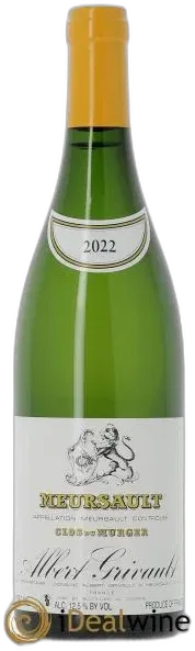 photo du vin Meursault Clos du Murger Albert Grivault 2022