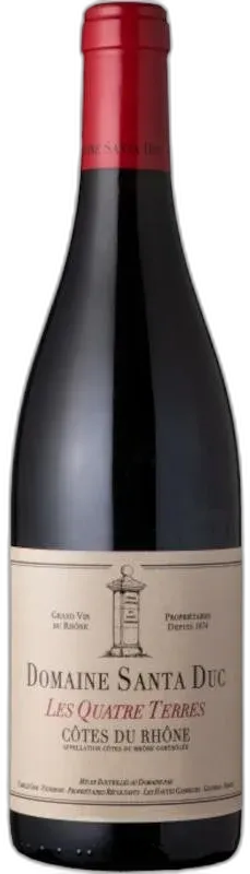 vue du vin Côtes du Rhône, les Quatre Terres Domaine Santa Duc
