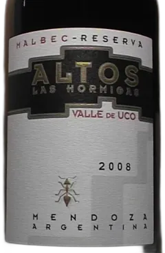 photo du vin Argentine Altos Las Hormigas Malbec Reserva Valle de Uco Malbec 2008