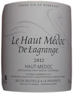 illustration du vin Haut Medoc Haut Medoc de ch. Lagrange 2012