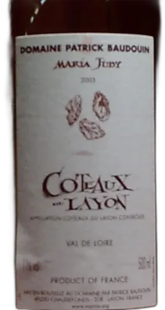 photo du vin Coteaux du Layon Domaine P. Baudouin Maria Juby Chopine