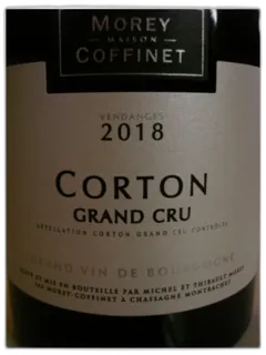 photo du vin Corton Grand Cru Morey Coffinet 2018