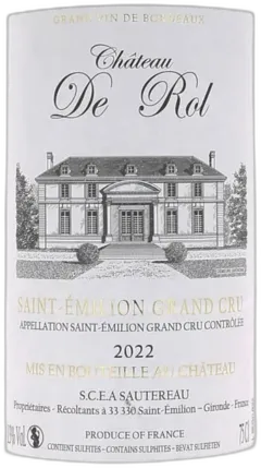capture du vin Château de Rol 2022 Saint-Emilion Grand Cru Vin Rouge de Bordeaux