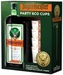 image du vin Partypack Liqueur Jägermeister Vol. 4 Verres Éco-Cups 1 Pompe