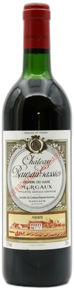 image du vin Château Rauzan Gassies 1989 Aoc Margaux
