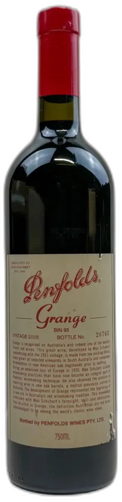 capture du vin Penfolds Grange Bin 95 Barossa Valley 2005