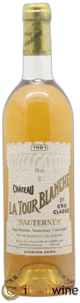 photo du vin Château la Tour Blanche 1er Grand Cru Classé 1981
