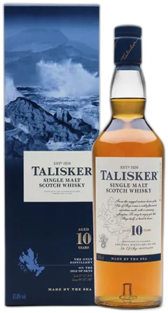 vue du vin Whisky Talisker 10 Ans Cadeau Étiquette Endommagée