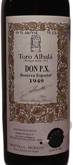 capture du vin Espagne Bodega Toro Albala Montilla Moriles do Don px Reserva Especial
