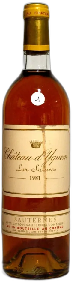 vue du vin Yquem Etiquette Très Légèrement Tachée