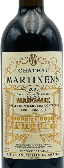 photo du vin Martinens Margaux 2000