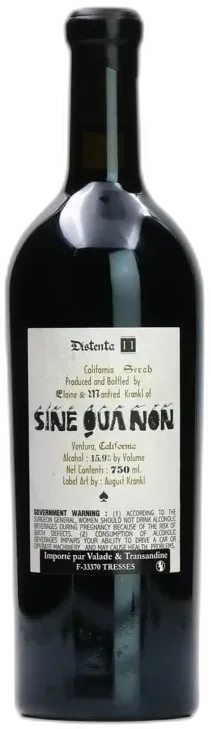 photos du vin Sine Qua Non Distenta ii Syrah