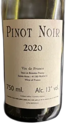 photo du vin Brendan Tracey Vin de France Pinot Noir