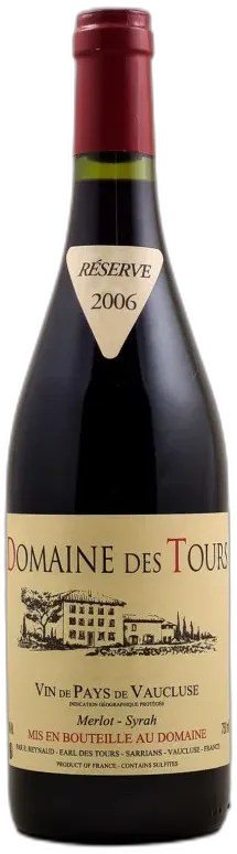 capture du vin Domaine des Tours Vin de Pays du Vaucluse Merlot Syrah 2006