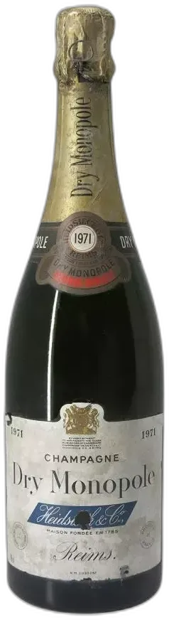 vue du vin Champagne Heidsieck c° Dry Monopole Brut 1971