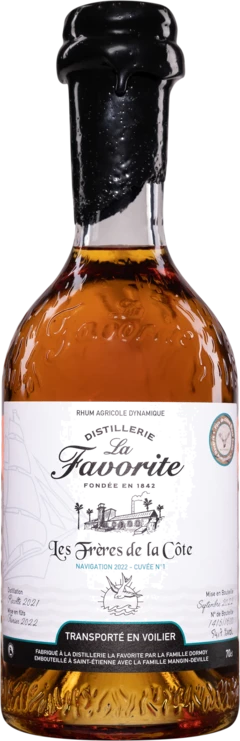 photo la Favorite Rhum Agricole de Martinique “les Frères de la Côte Navigation 2022 Cuvée N°1“ Brun 2021 54 7°
