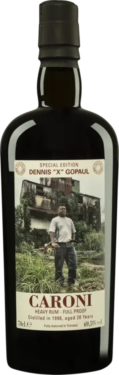 image du vin Vélier Molasses Trinidadian Rhum "20 Ans Caroni - Dennis x Gopaul Employees 1st Release" Brun 1998 Giftbox