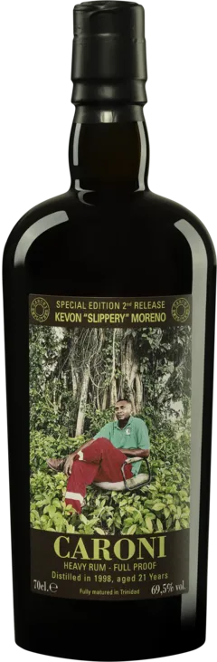 photo du vin Vélier Molasses Trinidadian Rhum "21 Ans Caroni - Kevon Slippery Moreno - Employees 2nd Release" Brun 1998 Giftbox