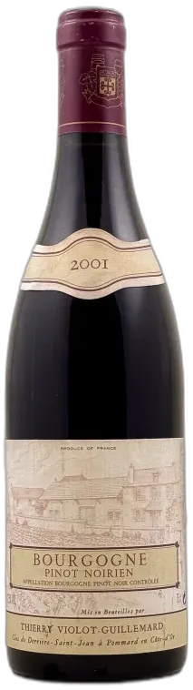 capture du vin Thierry Violot-Guillemard Bourgogne Pinot Noir 2001