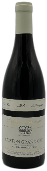 image du vin Corton Grand Cru 2005 les Grandes Lolières Patrick Clemencet
