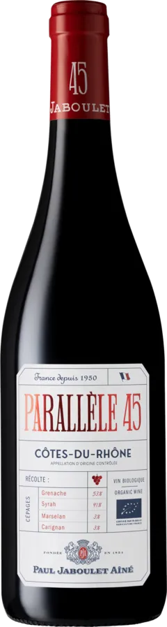 photos du vin Paul Jaboulet "Parallele 45" Côtes du Rhône Rouge Bio