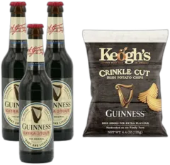 photo du vin Lot de 3 Bières Guinness et Chips Irlandaises Keogh’S