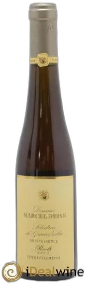 photo du vin Alsace Gewurztraminer Sélection Grain Noble Cuvée Quintessence Domaine Marcel Deiss