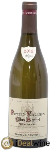 photo du vin Pernand-Vergelesses 1er Cru Clos Berthet Monopole Domaine Dubreuil Fontaine