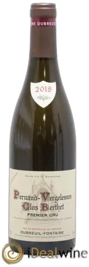 photo du vin Pernand-Vergelesses 1er Cru Clos Berthet Monopole Domaine Dubreuil Fontaine