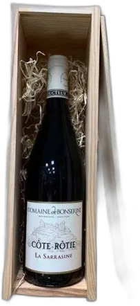 photo Côte-Rôtie en Cadeau en Bois Grand Vin Rouge de la Vallée du Rhône