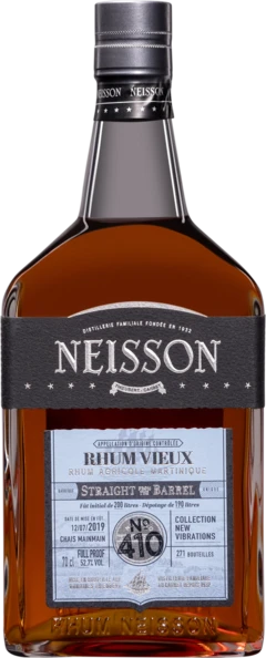 photo Neisson Rhum Vieux Agricole de Martinique “Straight From The Barrel 410 Chai Mainmain Collection New Vibrations“ Brun 52 7°