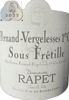 photo du vin Pernand-Vergelesses 1er Cru en Caradeux Rapet Père & Fils