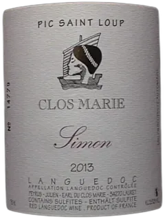 illustration du vin Pic Saint-Loup Clos Marie Cuvée Simon Christophe Peyrus et Françoise Julien