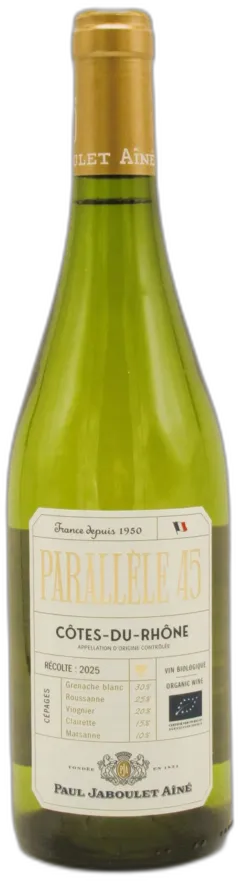 photo du vin Paul Jaboulet "Parallele 45" Côtes du Rhône Blanc Bio