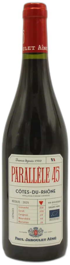 photo du vin Paul Jaboulet "Parallele 45" Côtes du Rhône Rouge Bio